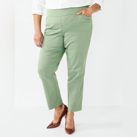 Croft & Barrow womens Effortless Stretch Pull-On Straight-Leg Pant 24 NWT GREEN - Picture 1 of 8